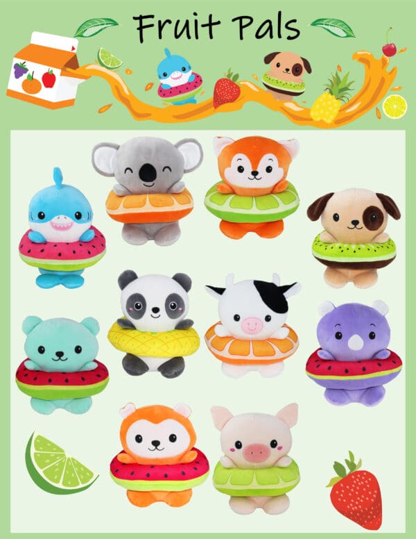 Fruit Pals Jumbo Plush Mix 10" size (100 pcs)